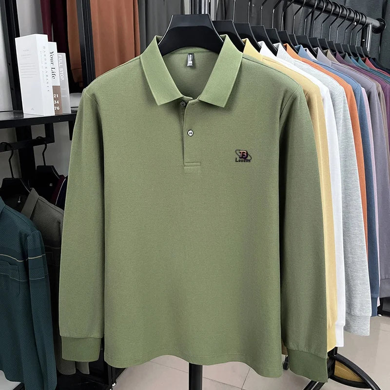 100% pure cotton 2025 Spring and Autumn new high-quality men business casual POLO shirt exquisite brand embroidered T-shirt top
