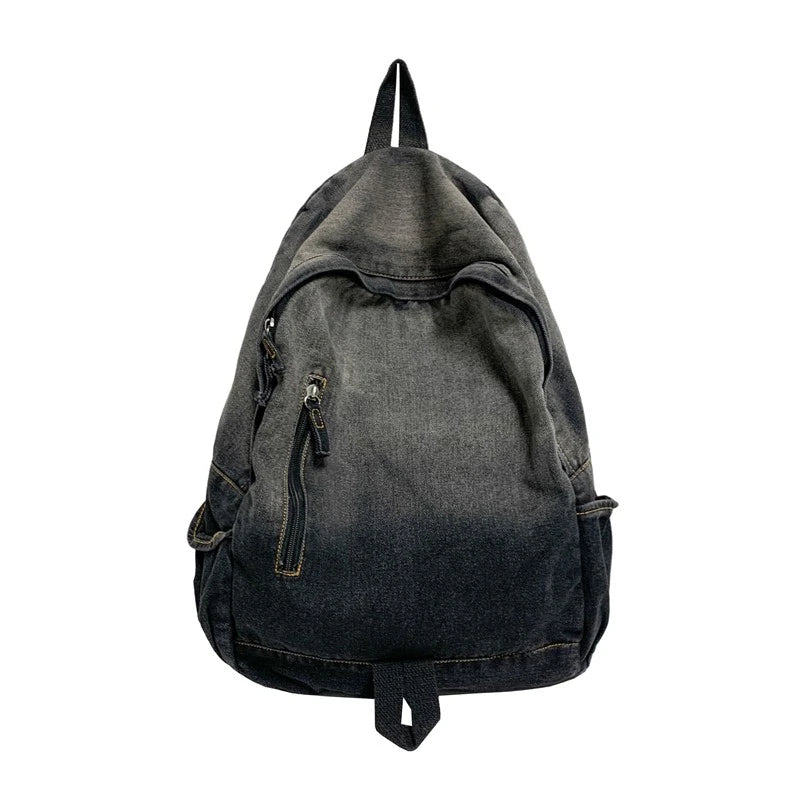Men's and Women's Backpacks, Student School Bags, Large-Capacity Washed Denim Bags