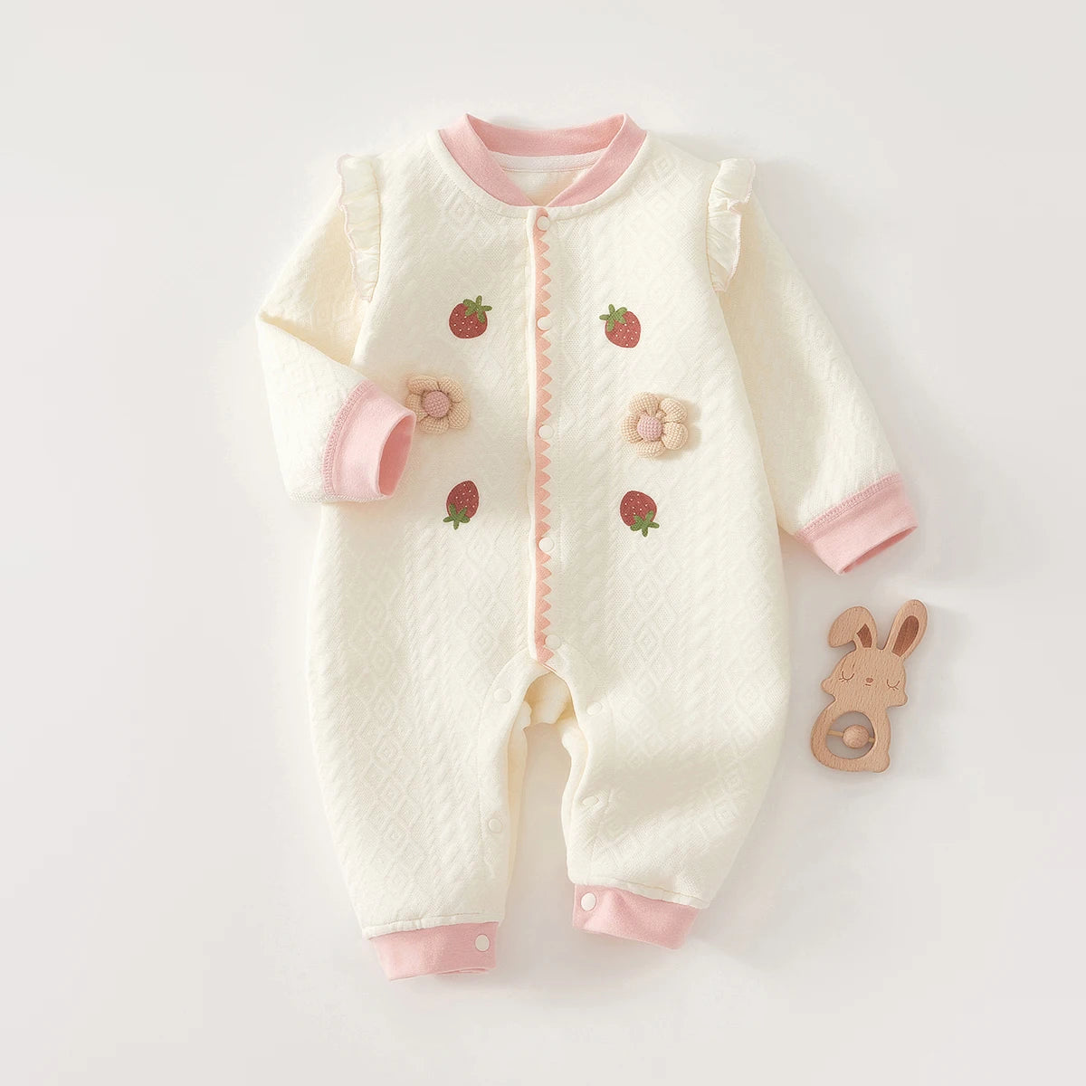 Baby Clothes for Autumn, Class A, Baby Girl Full-Month Outfit, One-Piece Suit, Baby Silk-Lined Warm Newborn Romper