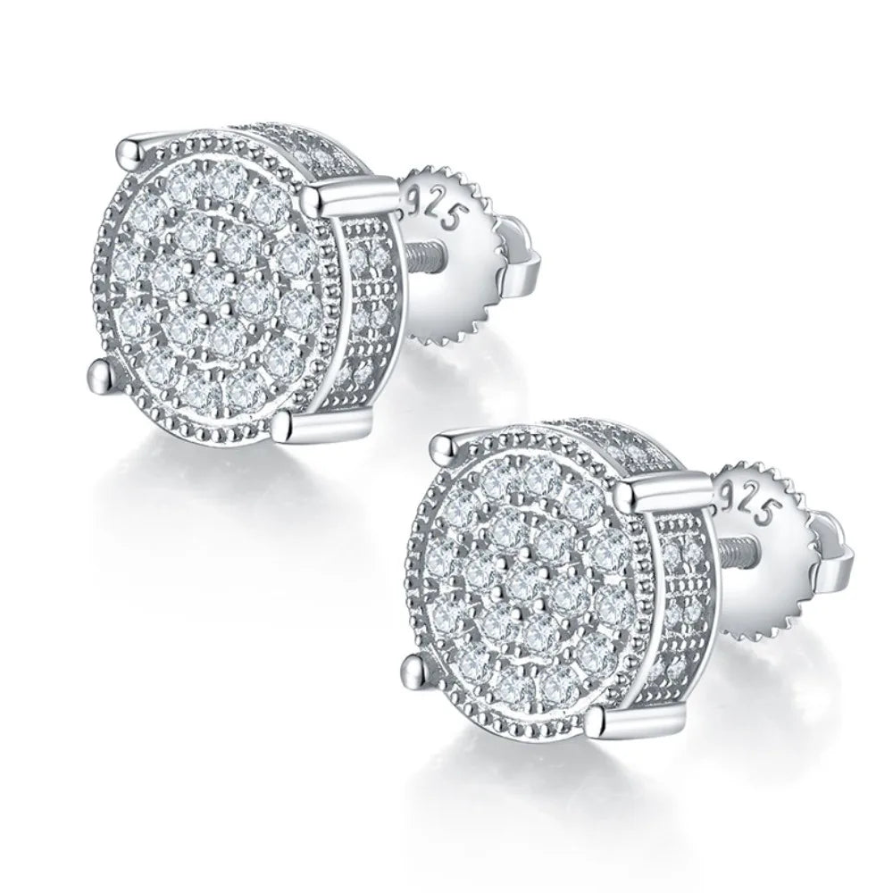 M-JAJA Full Moissanite Diamond Stud Earrings for Women/Men 18K Gold Plated 925 Sterling Silver Screw Earrings Party Fine Jewelry