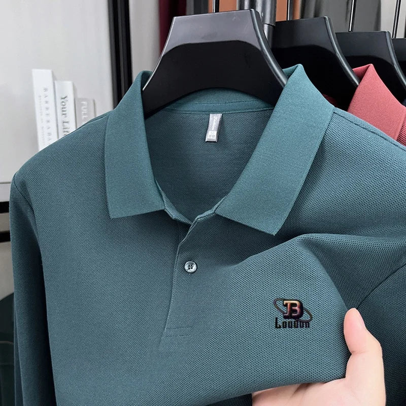 100% pure cotton 2025 Spring and Autumn new high-quality men business casual POLO shirt exquisite brand embroidered T-shirt top