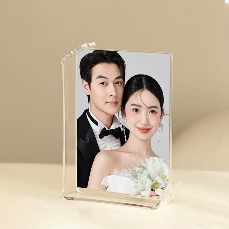 Acrylic Picture Frames Clear Picture Frames Acrylic Frameless Transparent Cubes Floating Gift for Home Office Desktop Display