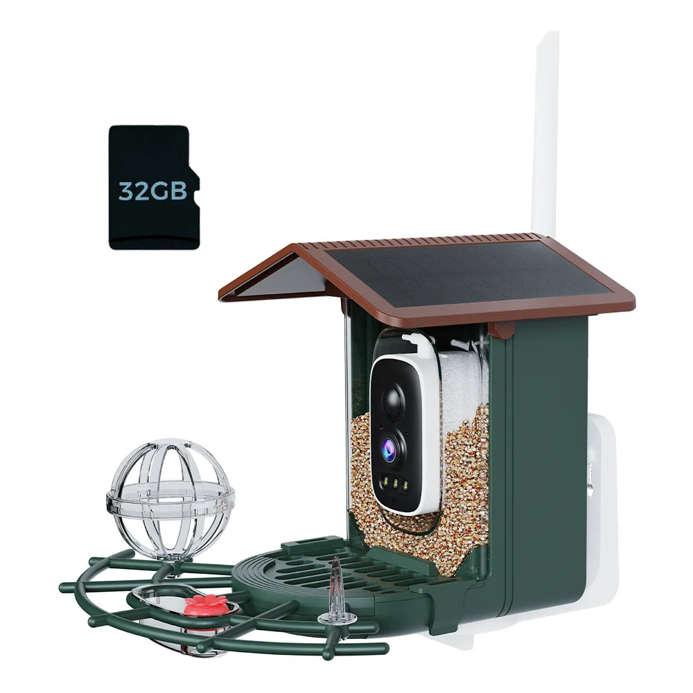 3MP Smart Bird Feeder Camera WiFi Two Way Audio Bird Identification Night Vision PIR Motion Detection For Bird Outdoor Watching
