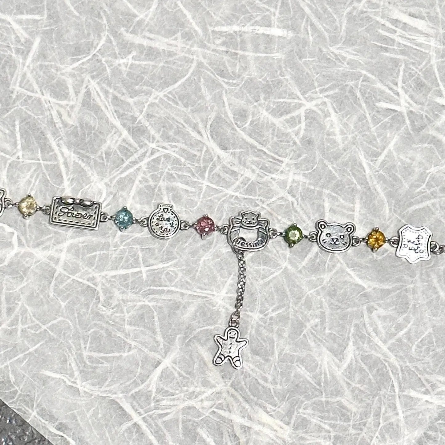 Cute Colorful Diamond Gingerbread Man Bear Bracelet Exquisite Versatile High-Value Jewelry Holiday Gift