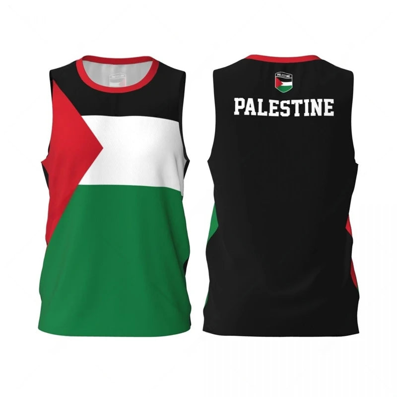 Palestine Flag Graphic Tank Top Simple Fashion Men Women 3D Printed Basketball Jersey Tees Loose Sports Sleeveless T Shirts Vest
