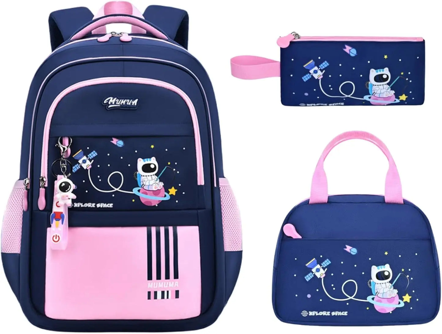 Boy Backpack Schoolbag for Boys Girls, School Bags, Waterproof Kids Bookbag Backpacks with Lunch Box Pencil Case Set
