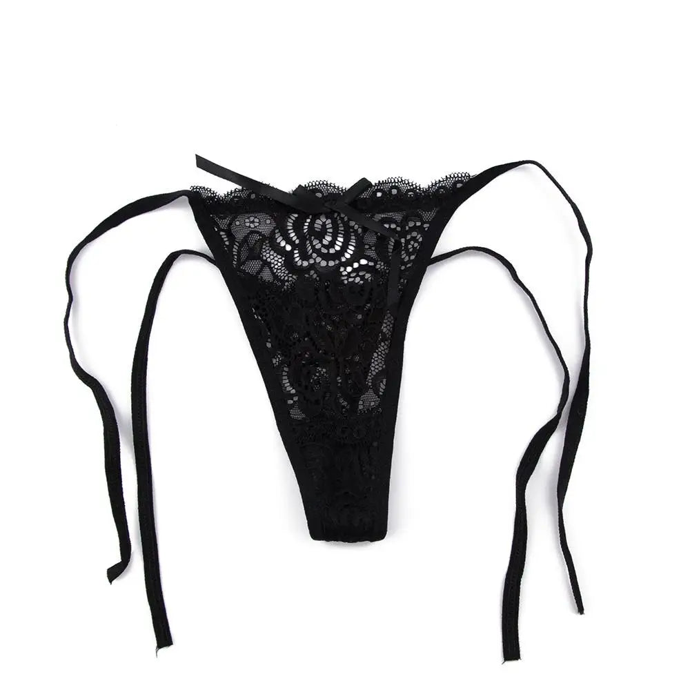 Women's Thongs Low Waist Underwear Briefs Transparent Lingerie Lace Floral Knickers