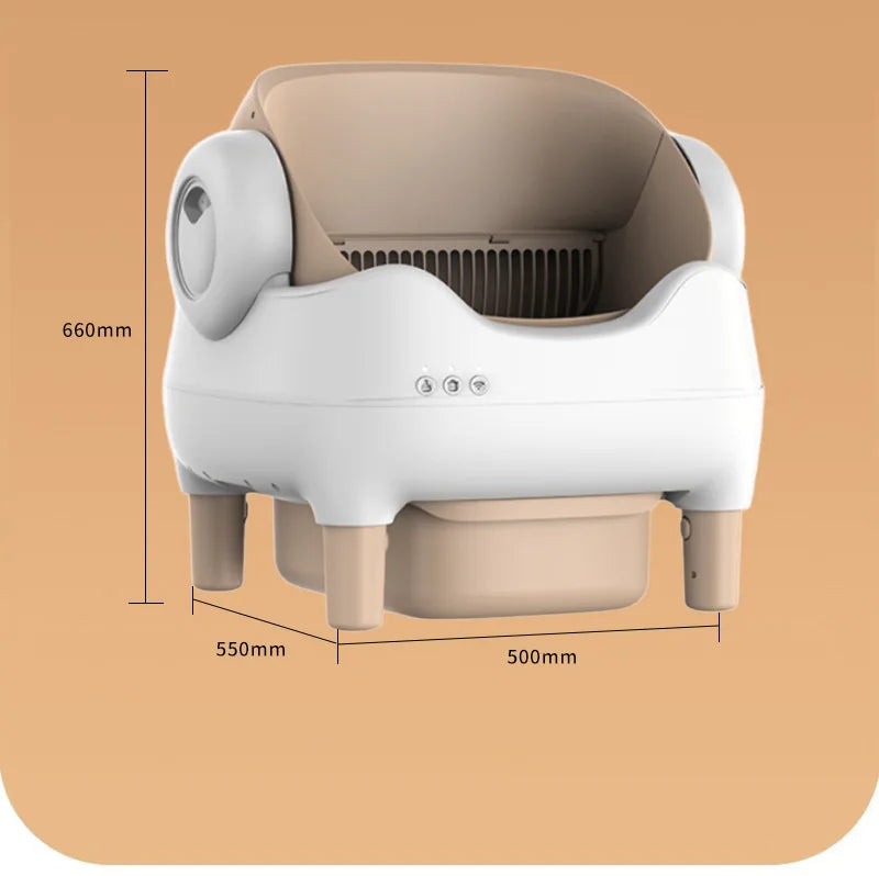 Automatic Self Cleaning Cat Litter Box with APP Control, Large Waste Bin, Open-Top, Cat Toilet Cat Bedpans for Multiple Cats