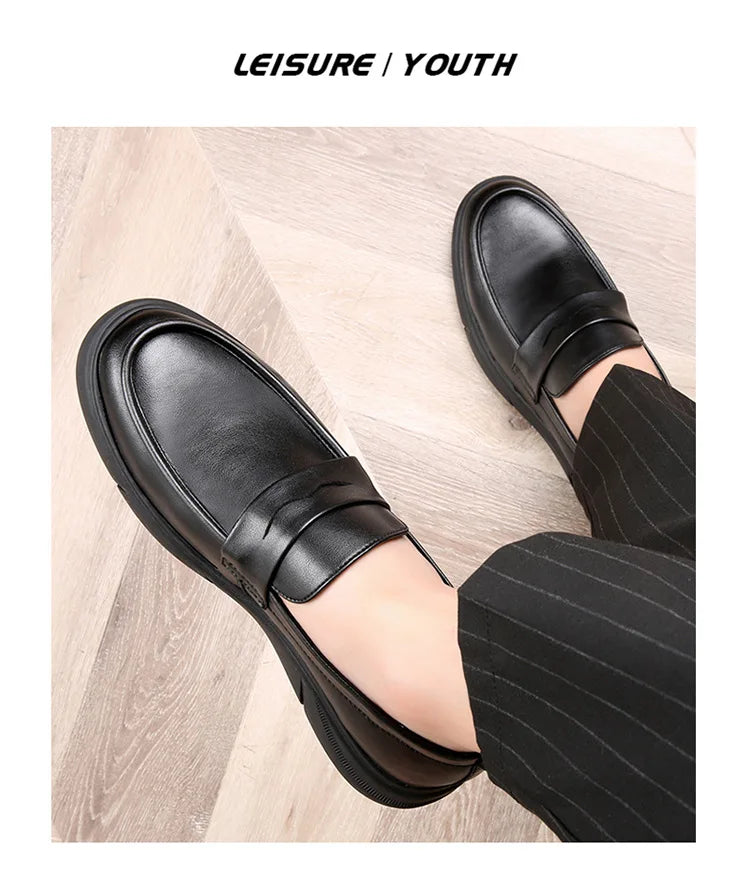 Genuine Leather Men's Business Leather Shoes Soft Soled Comfortable Men's Driving Shoes Loafers