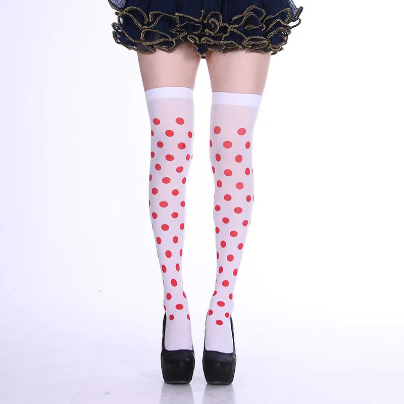 Halloween Party Stockings Clown Dotted Knee High Socks Holiday DIY Decorations