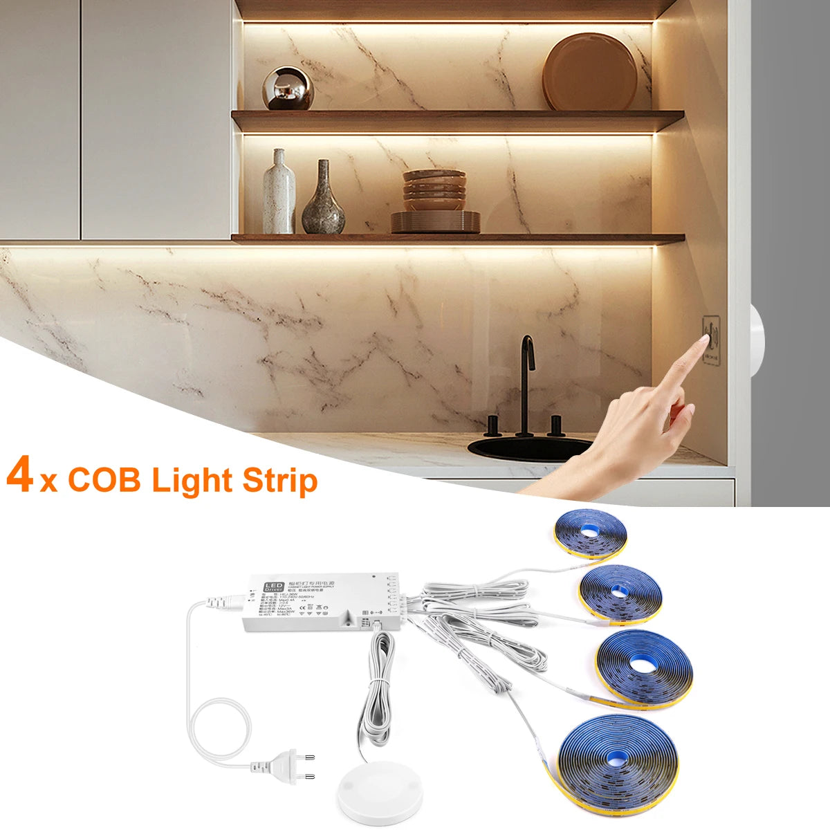 Embeddable Linear COB Strip Light Self-Adhesive LED Tape Home Office Shop Wood Grain Grille Curtain Wall Embedded Ceiling Decor