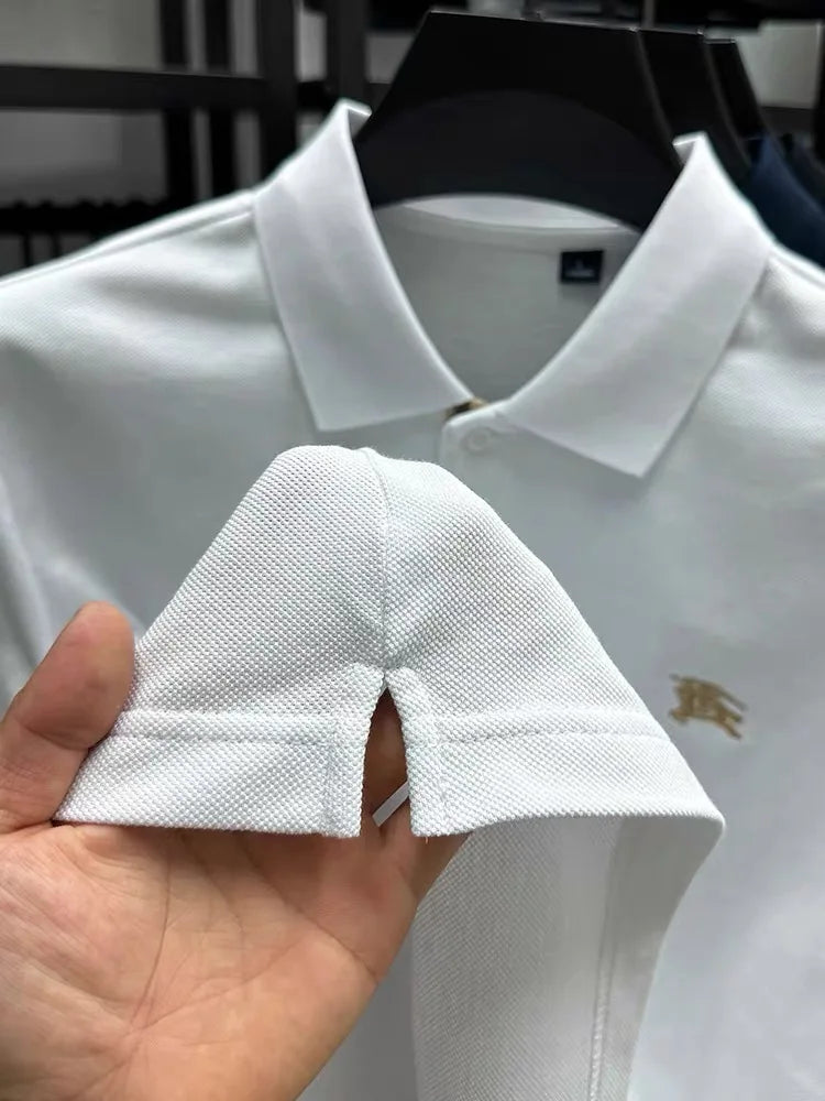 100% pure cotton comfortable breathable men's shortsleeved summer high-end brand embroidered polo shirt business casual T-shirt