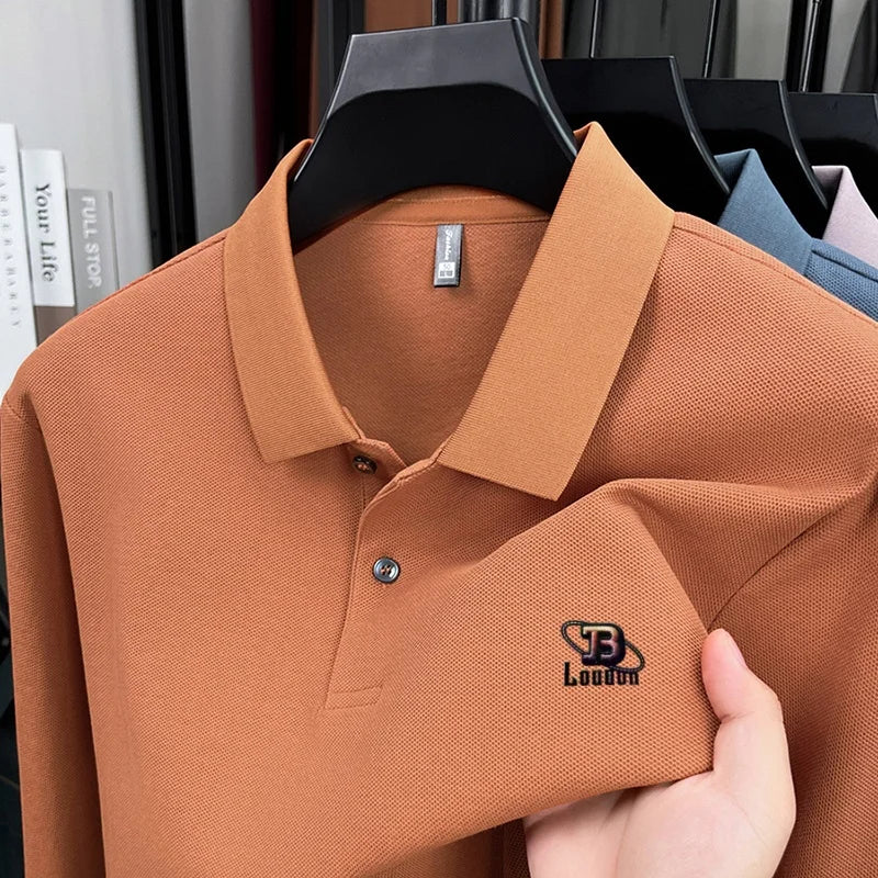 100% pure cotton 2025 Spring and Autumn new high-quality men business casual POLO shirt exquisite brand embroidered T-shirt top