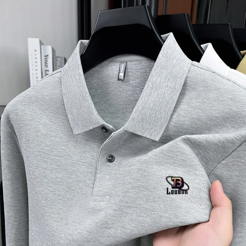 100% pure cotton 2025 Spring and Autumn new high-quality men business casual POLO shirt exquisite brand embroidered T-shirt top