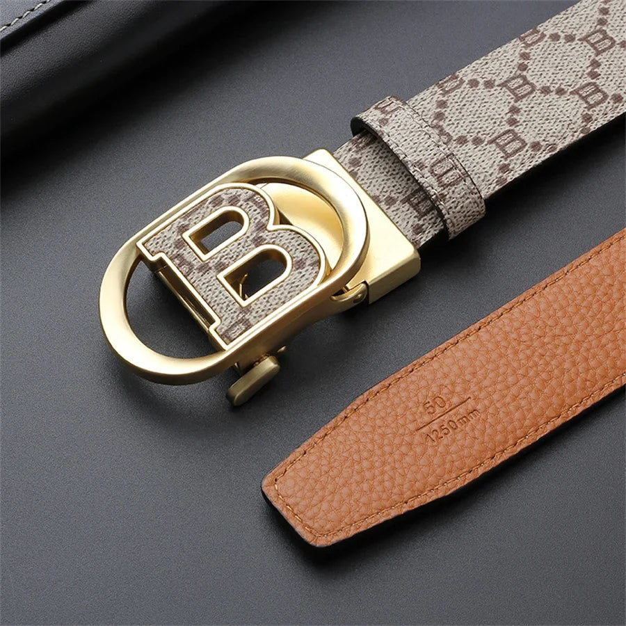 "B" Letter Genuine leather Belt for men Luxury brand Automatic Jeans Trouser belt golf man belt Work social designer waist belts