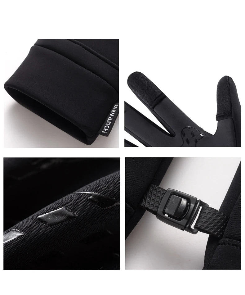 Winter Warm Touch Screen Gloves Outdoor Windproof Cold-proof Gloves Men Cycling Fishing Ski Gloves