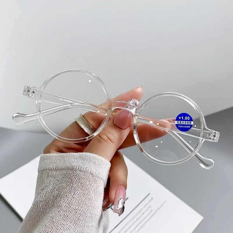 Trendy Round Small-Frame Reading Glasses for Men and Women, Middle-Aged and Elderly People, for Reading Books and Newspapers
