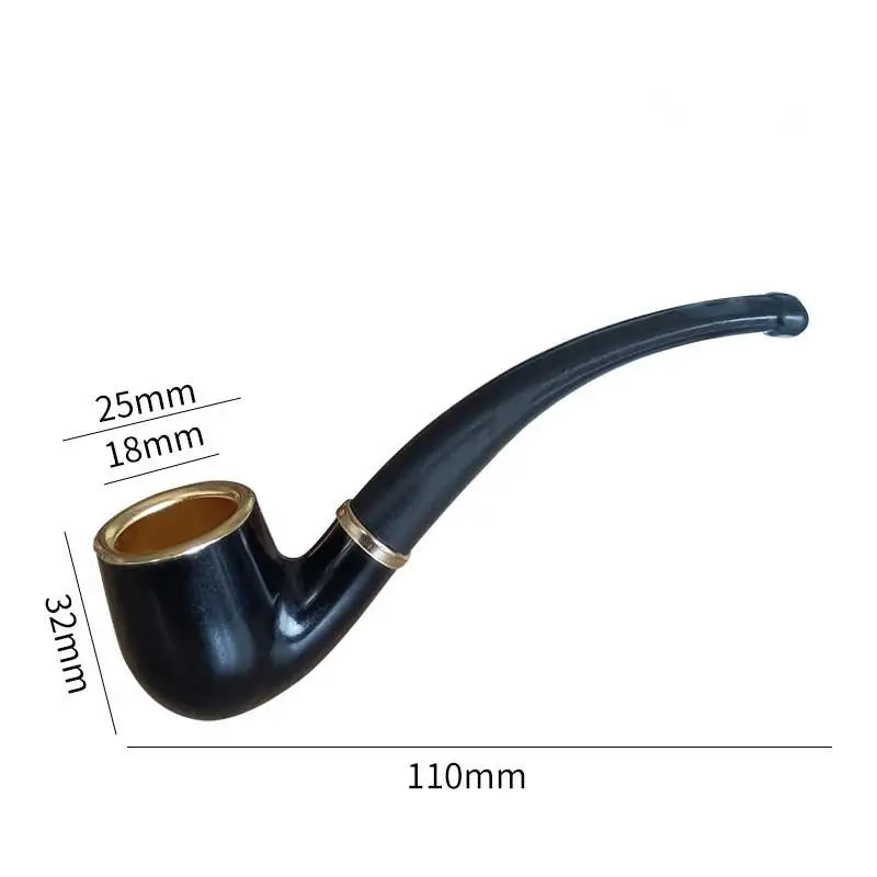 Imitation Wood Pipe Men's Classic Resin Pipe Old-Fashioned Dry Pipe Portable Copper Pot Bent Durable Mini Cigarette Pipe