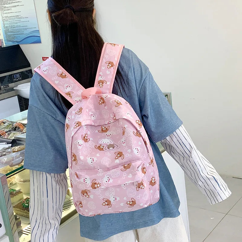 Cute Sugarbunnies Schoolbag Large Capacity Student Backpack Girl Heart Sweet Travel Portable Backpack Girl Holiday Best Gift