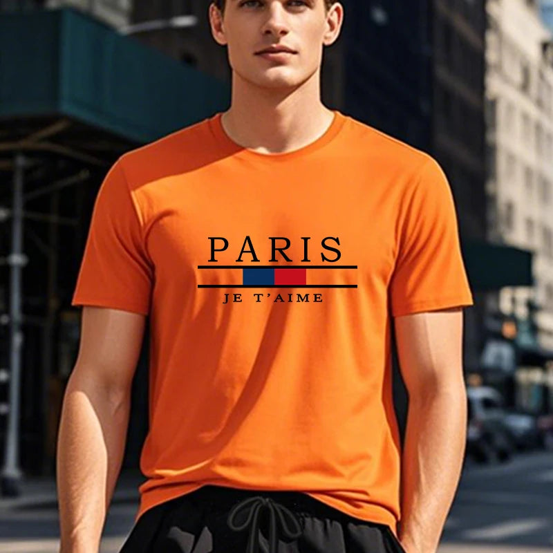 100% Cotton Mens T-shirt Daily Casual Jogging Short Sleeve Hot Sales Printing Tees Sport Simple Versatile Summer Comfort T-shirt