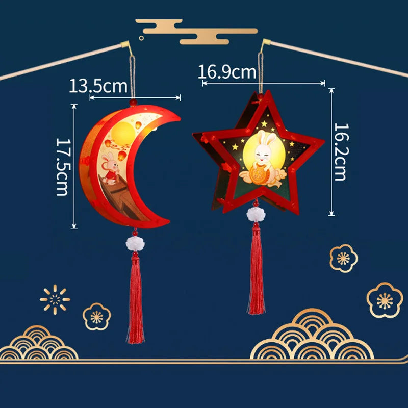 1 Set Mid Autumn Festival Lantern Making DIY Material Portable Retro Chinese Palace Lanterns Moon Festival Lamp Party Decor