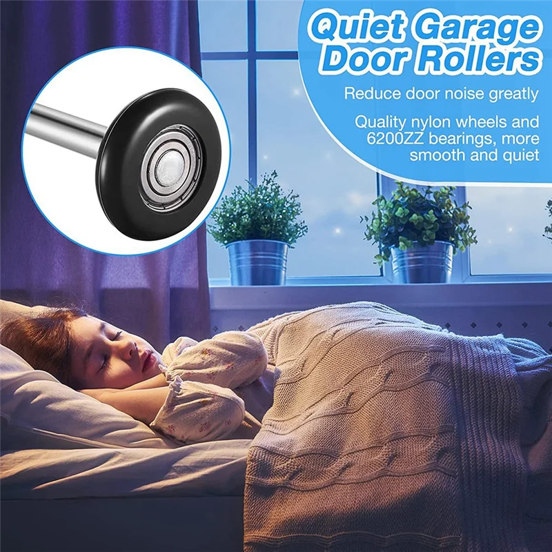 A04I 12 Pack Nylon Garage Door Roller 2 Inch Quiet Garage Rollers Bulk 6200Z Replacement Garage Door Roller