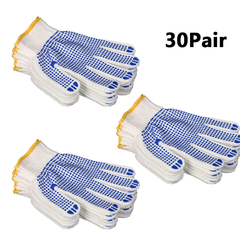 10 pairs of household gardening labor protection elastic rubber dot gloves work professional anti-slip wear-resistant Mittens