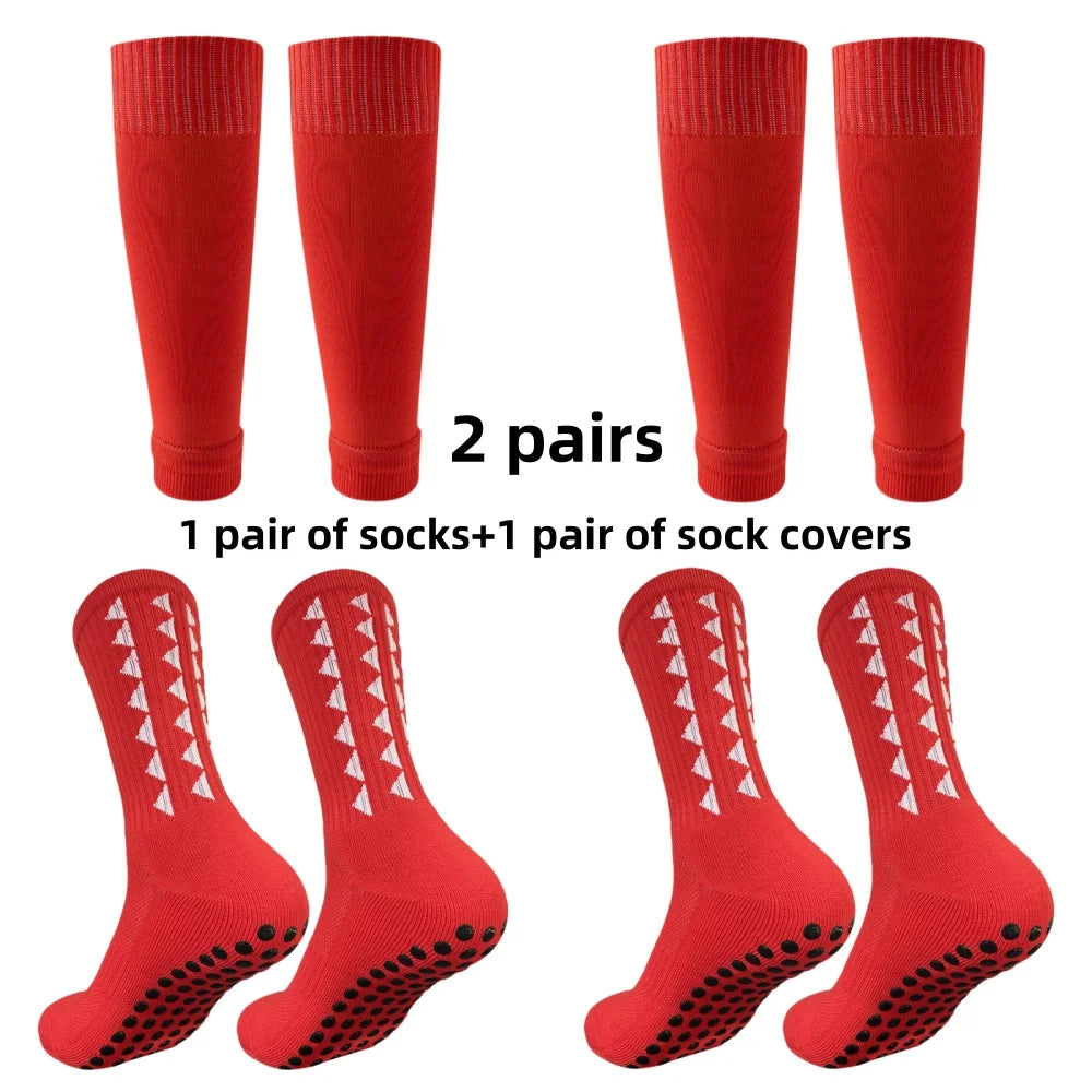 2 pairs of football socks men's leg protection socks anti slip basketball football running fitness socks leg protection socks