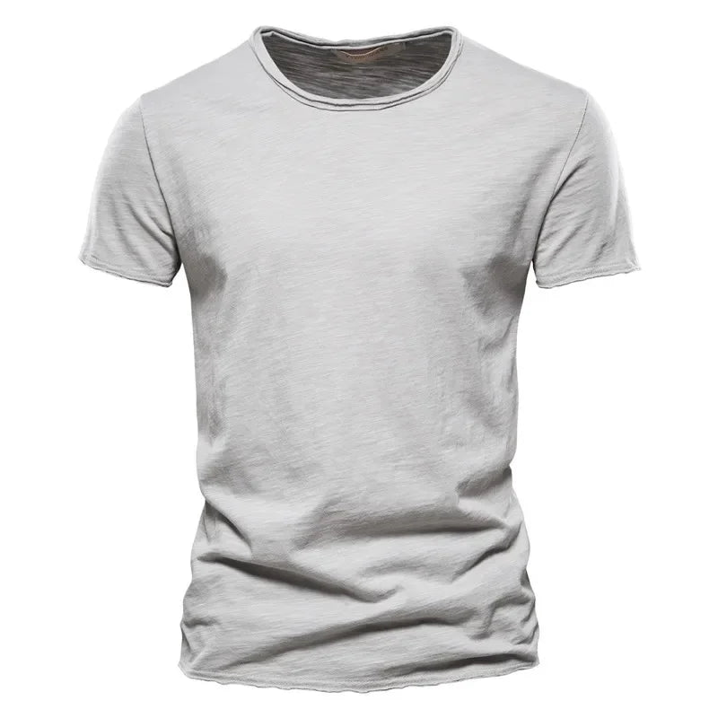 100% Cotton Men T-shirt V-neck Fashion Design Slim Fit Soild T-shirts Male Tops Tees Short Sleeve T Shirt O-neck for Men