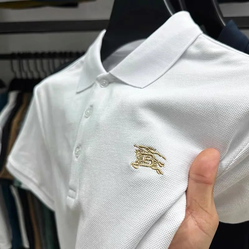100% pure cotton comfortable breathable men's shortsleeved summer high-end brand embroidered polo shirt business casual T-shirt