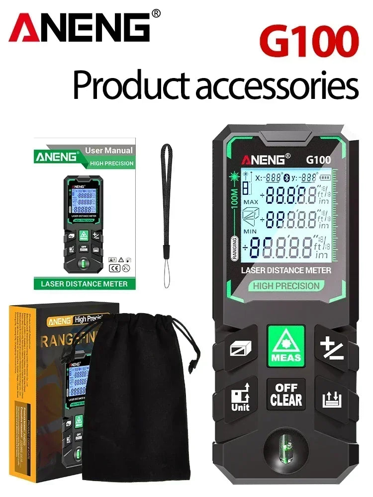 Laser Distance Meter ANENG Laser Tape Measure 40M/70M/100M/120M Laser Rangefinder Electronic Ruler Useful Measurement Test Tool