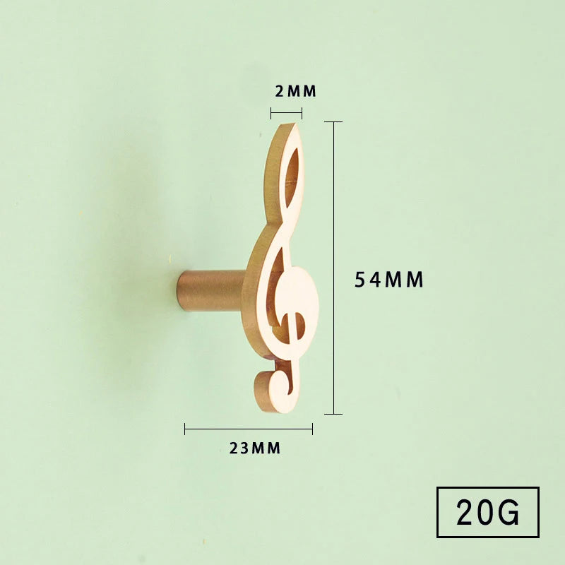 Musical Note Brass Furniture Handles and Knobs for Kitchen Cabinet Modern Dresser Door Handle Drawer Pulls