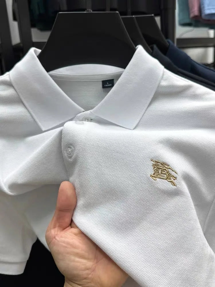 100% pure cotton comfortable breathable men's shortsleeved summer high-end brand embroidered polo shirt business casual T-shirt