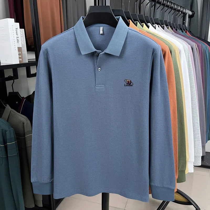 100% pure cotton 2025 Spring and Autumn new high-quality men business casual POLO shirt exquisite brand embroidered T-shirt top