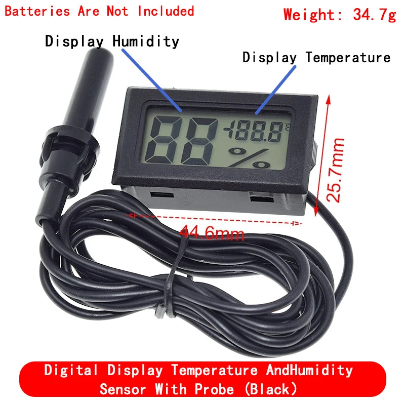 Mini LCD digital thermometer used for freezer temperature - 50-110℃ refrigerator thermometer indoor and outdoor waterproof probe