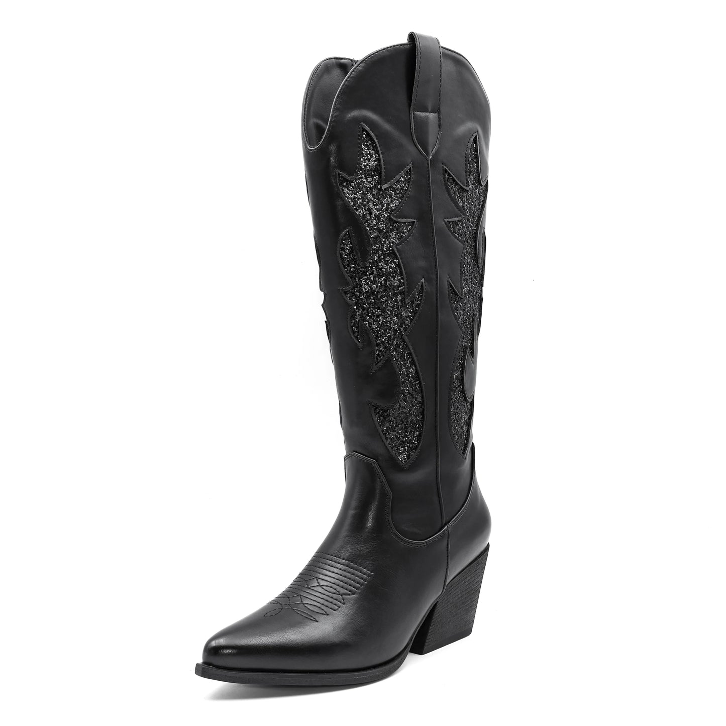 Shoes for Women New Embroidered Western Cowboy Boots Women Autumn Pointed Toe Thick Heel High Knee Boots