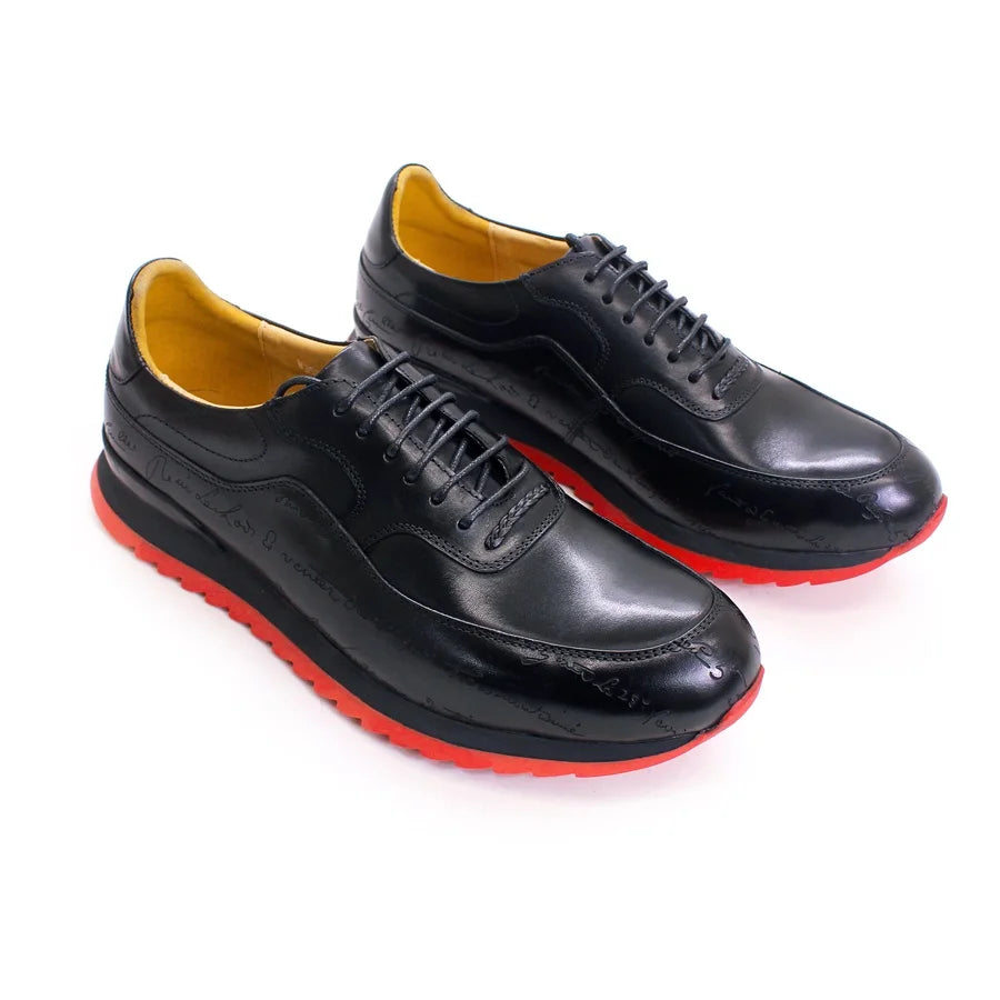 Genuine Leather Men's Sneakers Lace Up Handmade Heightening Men's Shoes Streamline Fashion Comfortable Casual Shoes Party Shoes