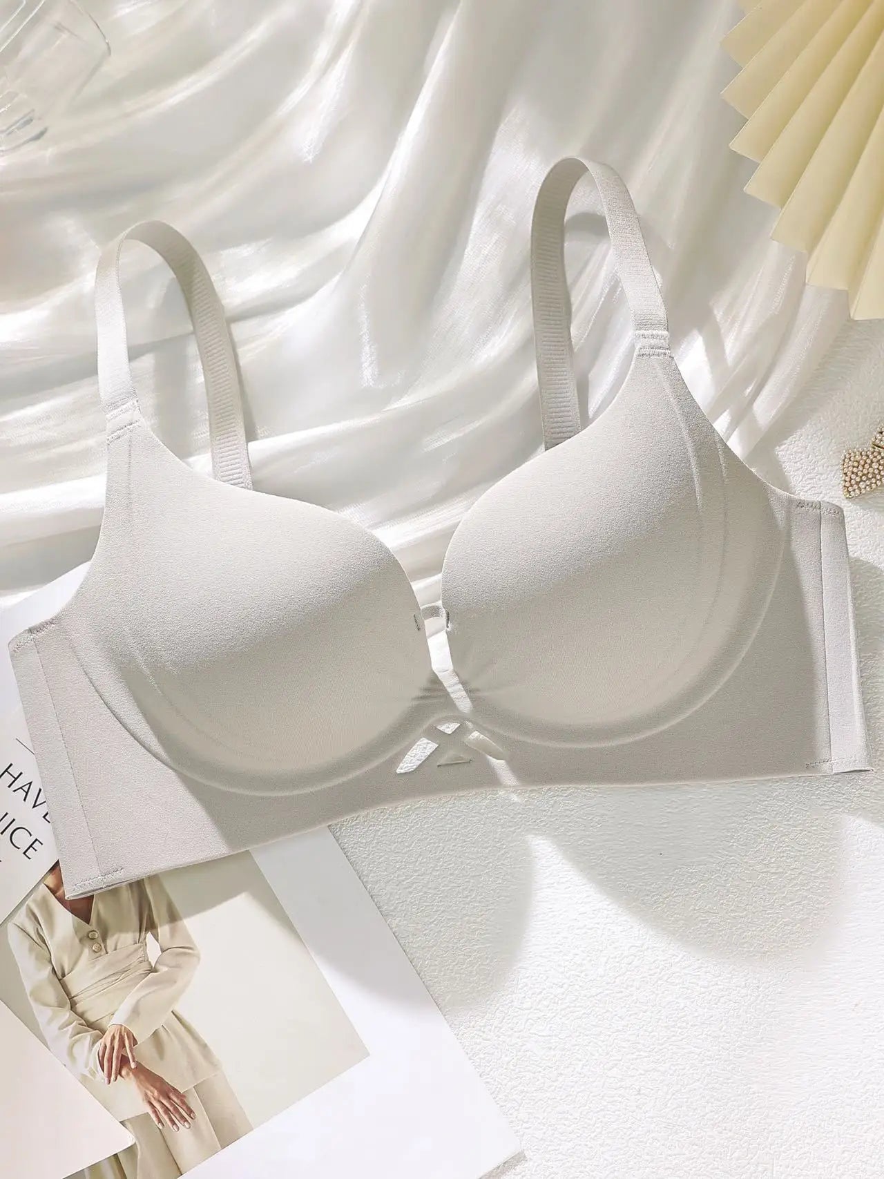 Lingerie Set Women Small Bust Plus Size ,Breathable Seamless Shaping Bra, Push Up Thick Cotton Underwire Comfortable Daily Wear