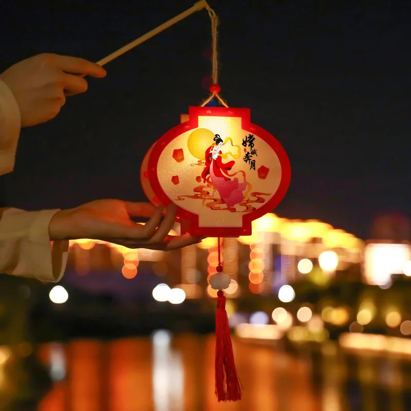 1 Set Mid Autumn Festival Lantern Making DIY Material Portable Retro Chinese Palace Lanterns Moon Festival Lamp Party Decor