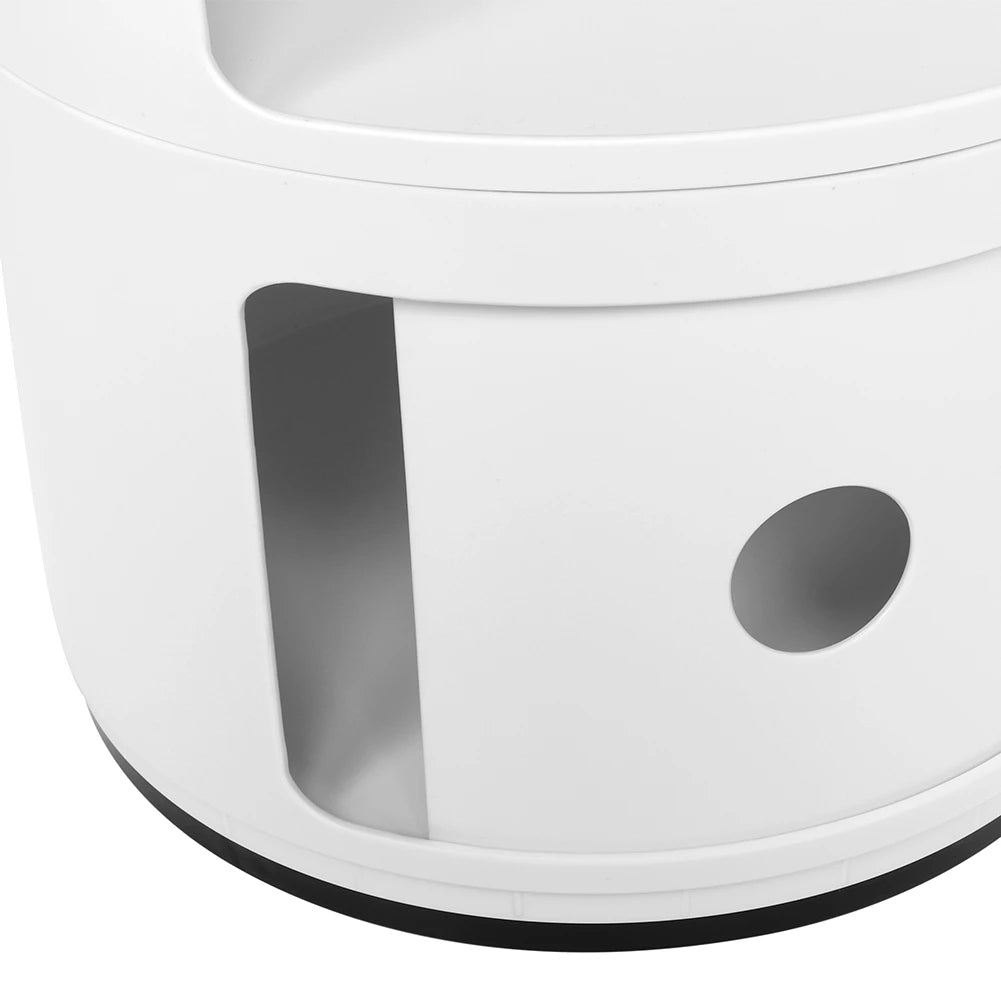 Nightstand with 2 Drawers 2 Layers Modern Bedside Table Bedroom Side End Stand Multi Functional Round Storage Unit Bedside Table