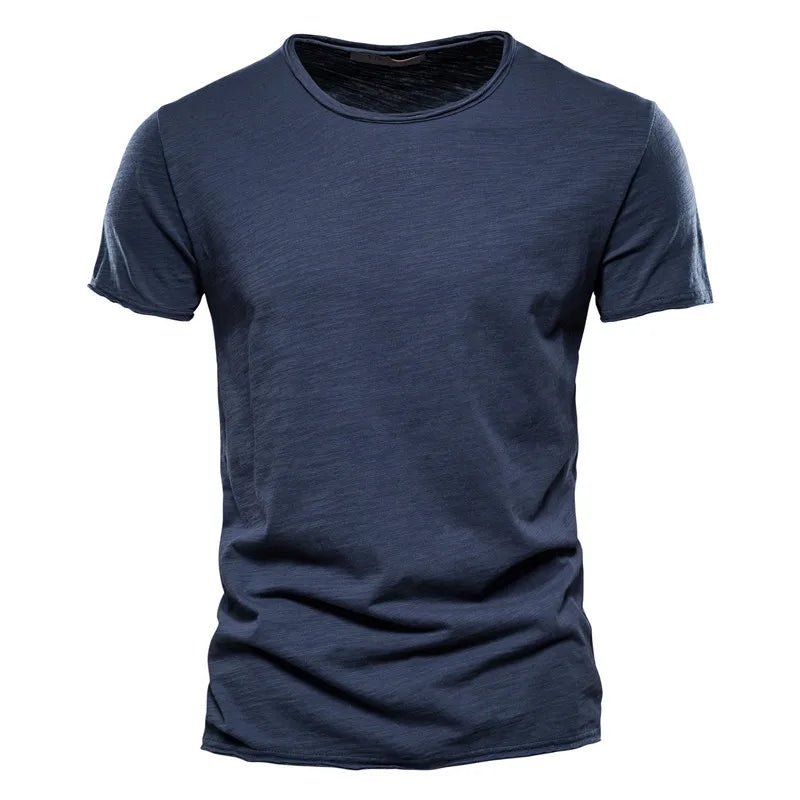 100% Cotton Men T-shirt V-neck Fashion Design Slim Fit Soild T-shirts Male Tops Tees Short Sleeve T Shirt O-neck for Men