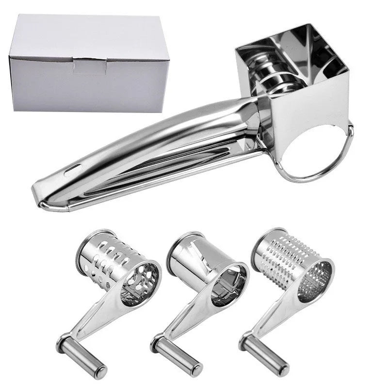 Stainless Steel Cheese Slicer Shredder Drum Hand Crank Rotary Grater Set Cheese Cutter Grater Butter Cutter Kitchen Gadgets