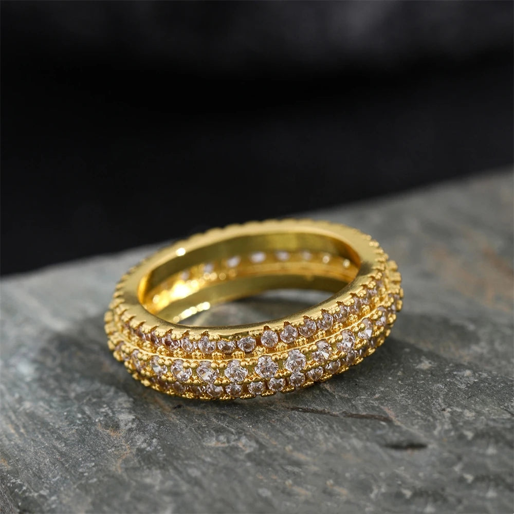 925 Sterling Silver Ring Inlaid Crystal Zirconium Round Ring Stone Men And Women Luxury Simple Fashion Gift Jewelry