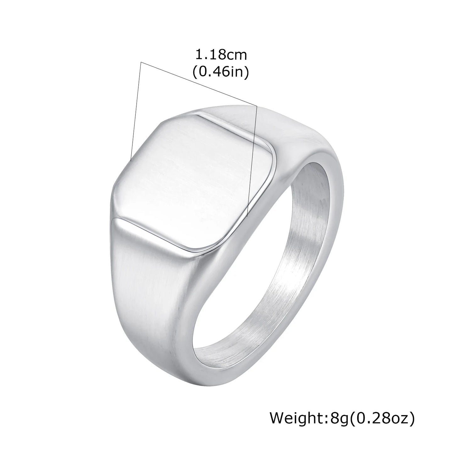 Stainless Steel Signet Ring for Men Women,Gold Silver Color Band Ring Pinky Ring Cool Finger Ring,Simple Jewelry Gift for Him