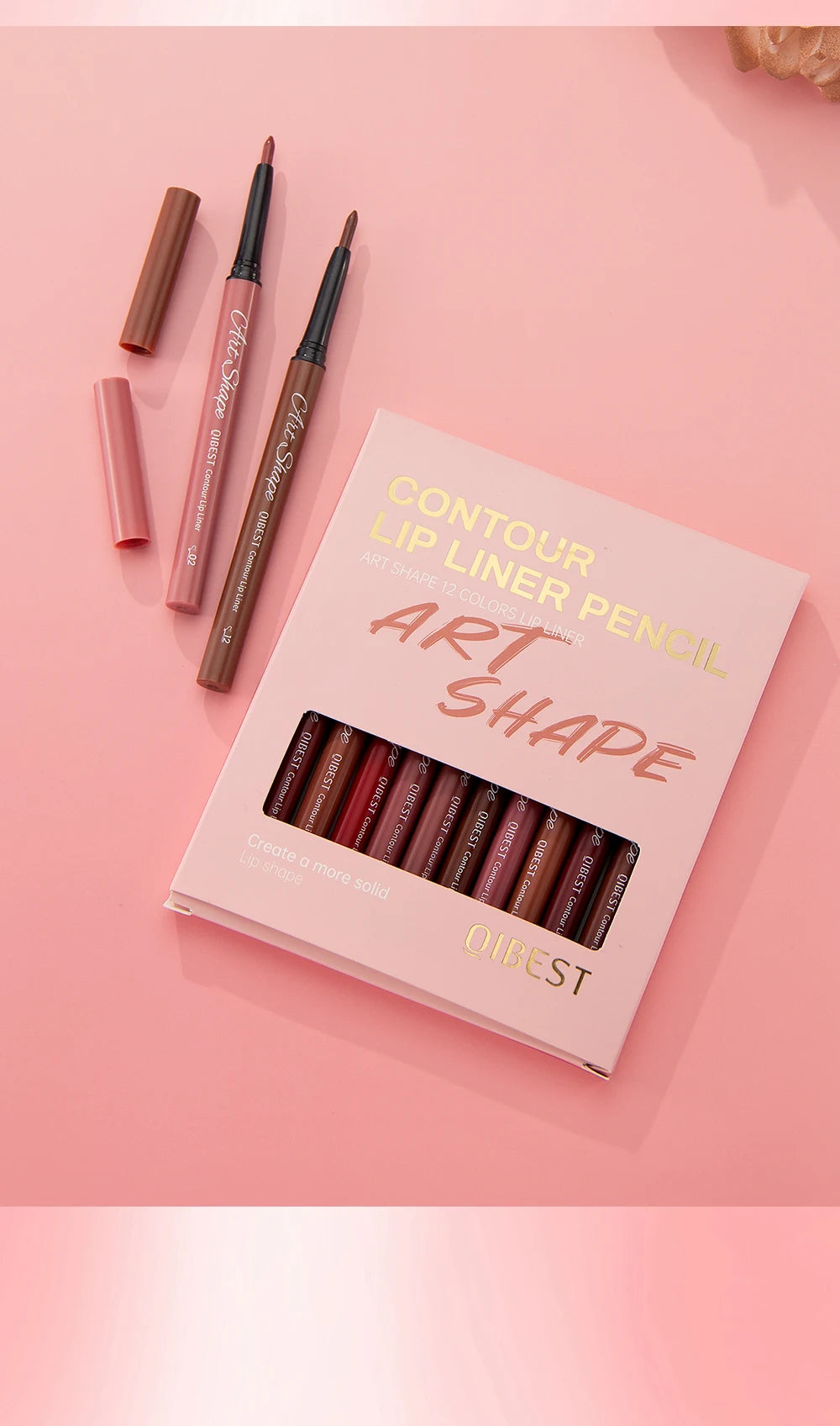 QIBEST Matte Lip Liner Set 12 Colors Nude Shades Lipliner Pen Waterproof Lip Contouring Pencils Lasting Makeup Kits Lipstick Pen