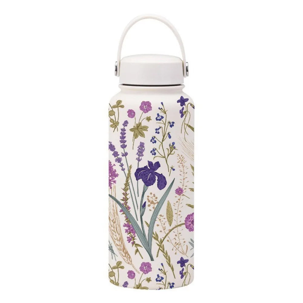 Gift INS Insulated Water Bottle 1L Portable Outdoor Insulated Mug Leak-proof Large Capacity Thermal Water Bottle Office