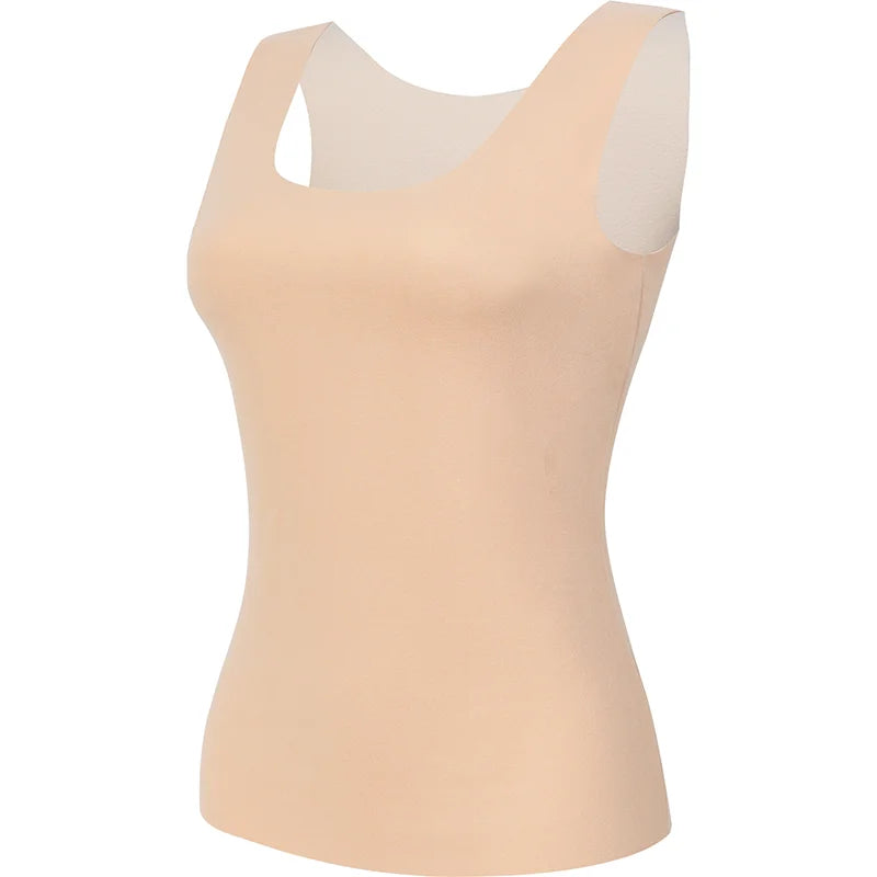 Women's Thermal Vest Double-Layer Thickened Tank Top Keep Warm Outer Wear Shirt Heating Inner Soft Bottoming Sleeveless Top