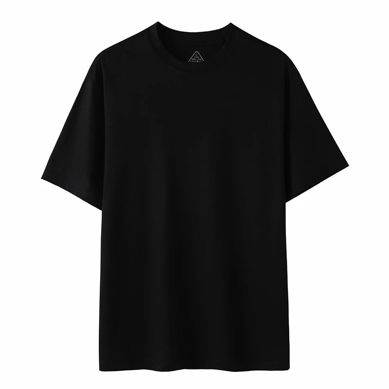 Men's Cotton High-End Fabric Liquid Ammonia T-shirt 100% Mercerized Cotton Short-Sleeved Summer Cool Silky Crewneck Sweater