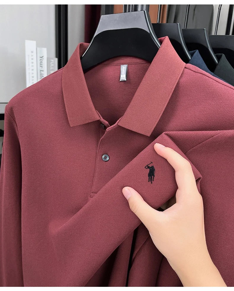 100% pure cotton 2025 Spring and Autumn new high-quality mens business casual polo shirt exquisite brand embroidered T-shirt top