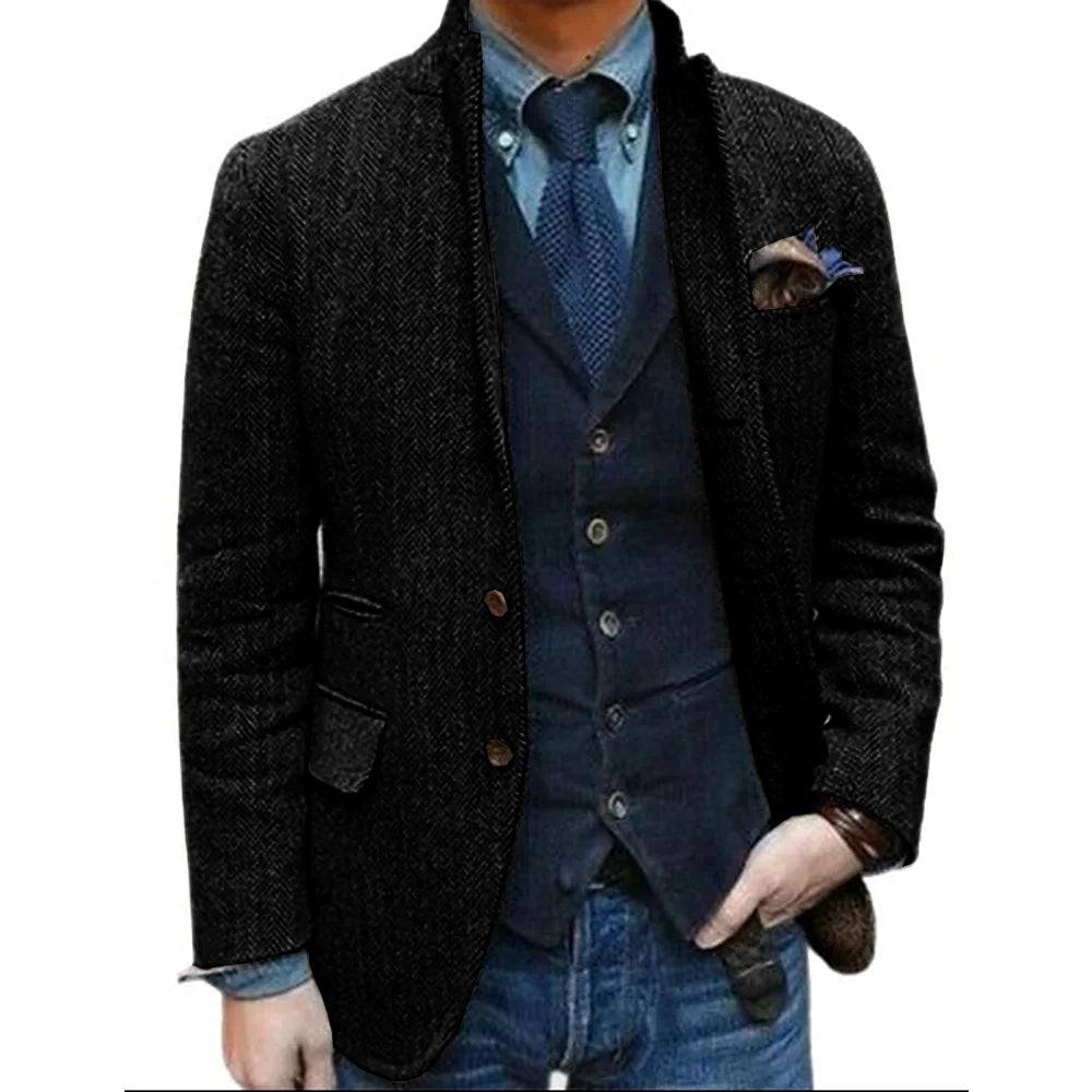 Wool Blazer for Men 3 Button Design Stand Collar Jacket Spring New Style, Men's Suit Jacket XS-5XL